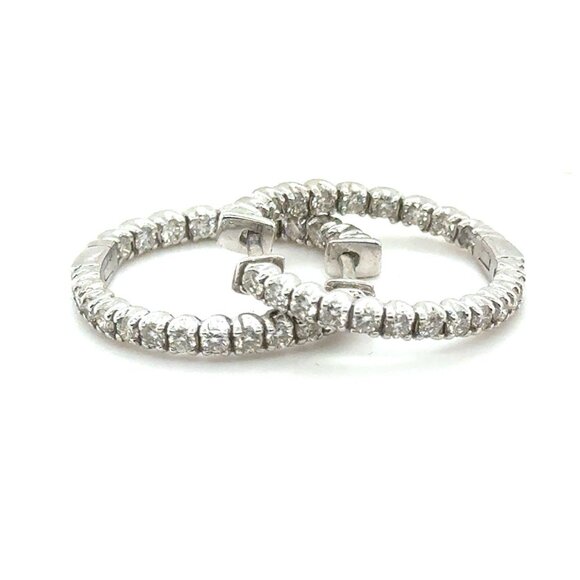 14K Gold Inside Out Diamond Reeds Hoops Earrings - Picture 1 of 10